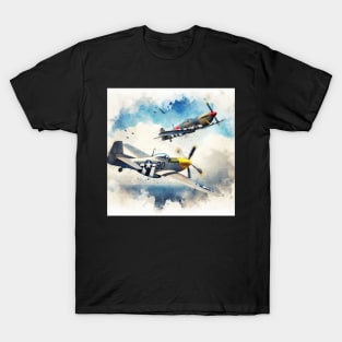 Fantasy illustration of WWII aircraft in battle T-Shirt